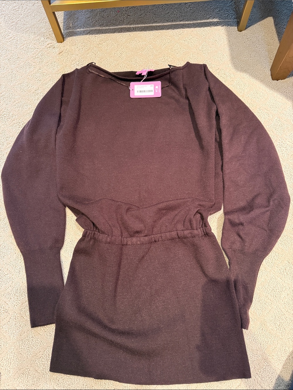 Edikted Plum Knit Mini Dress with Elastic Waist